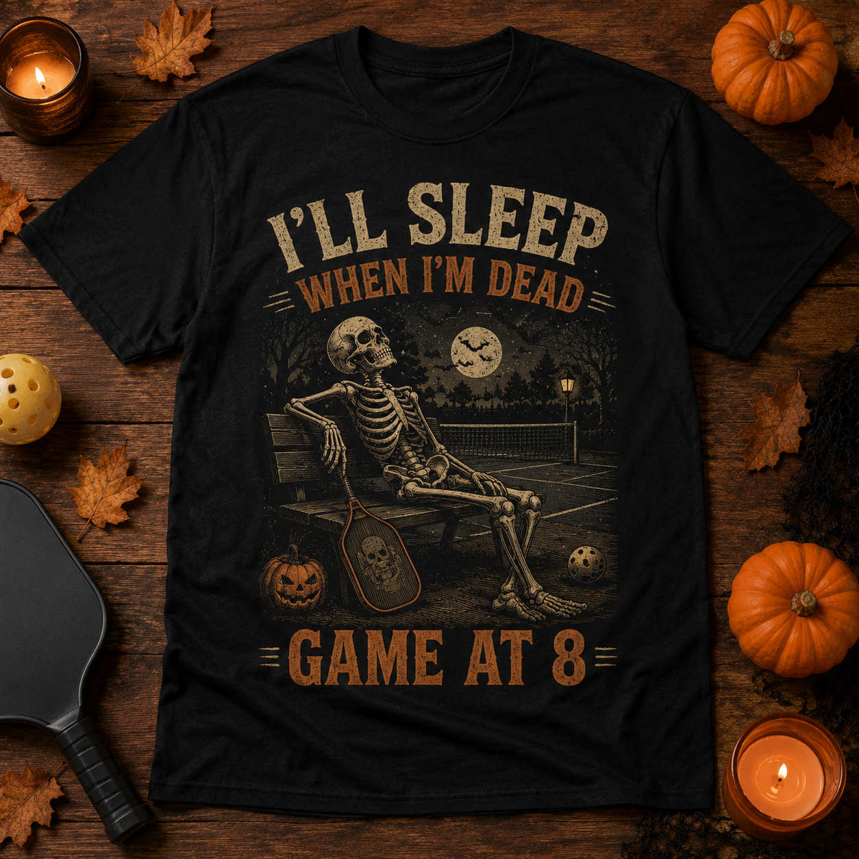 I’ll Sleep When I’m Dead Game at 8 Pickleball T-Shirt