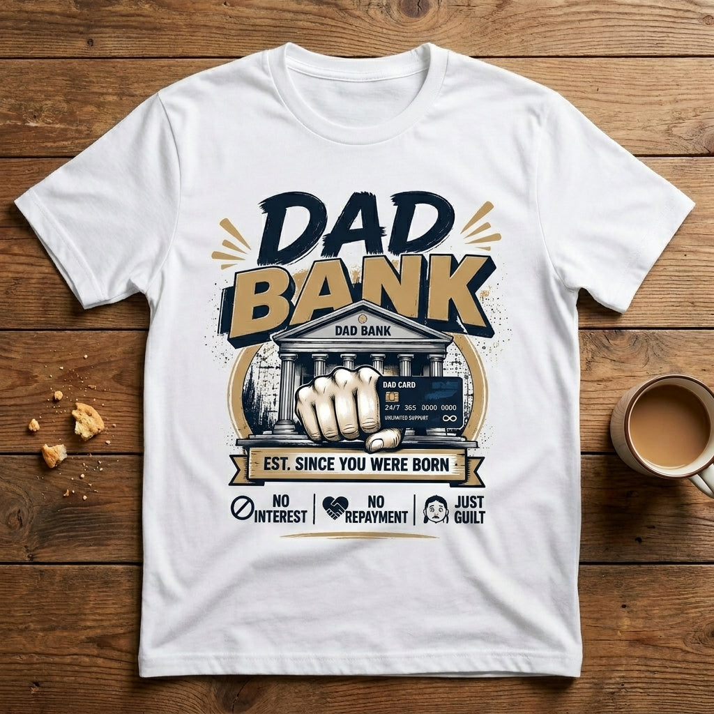 Dad Bank — Est. Since You Were Born. No Interest. No Repayment. Just Guilt.