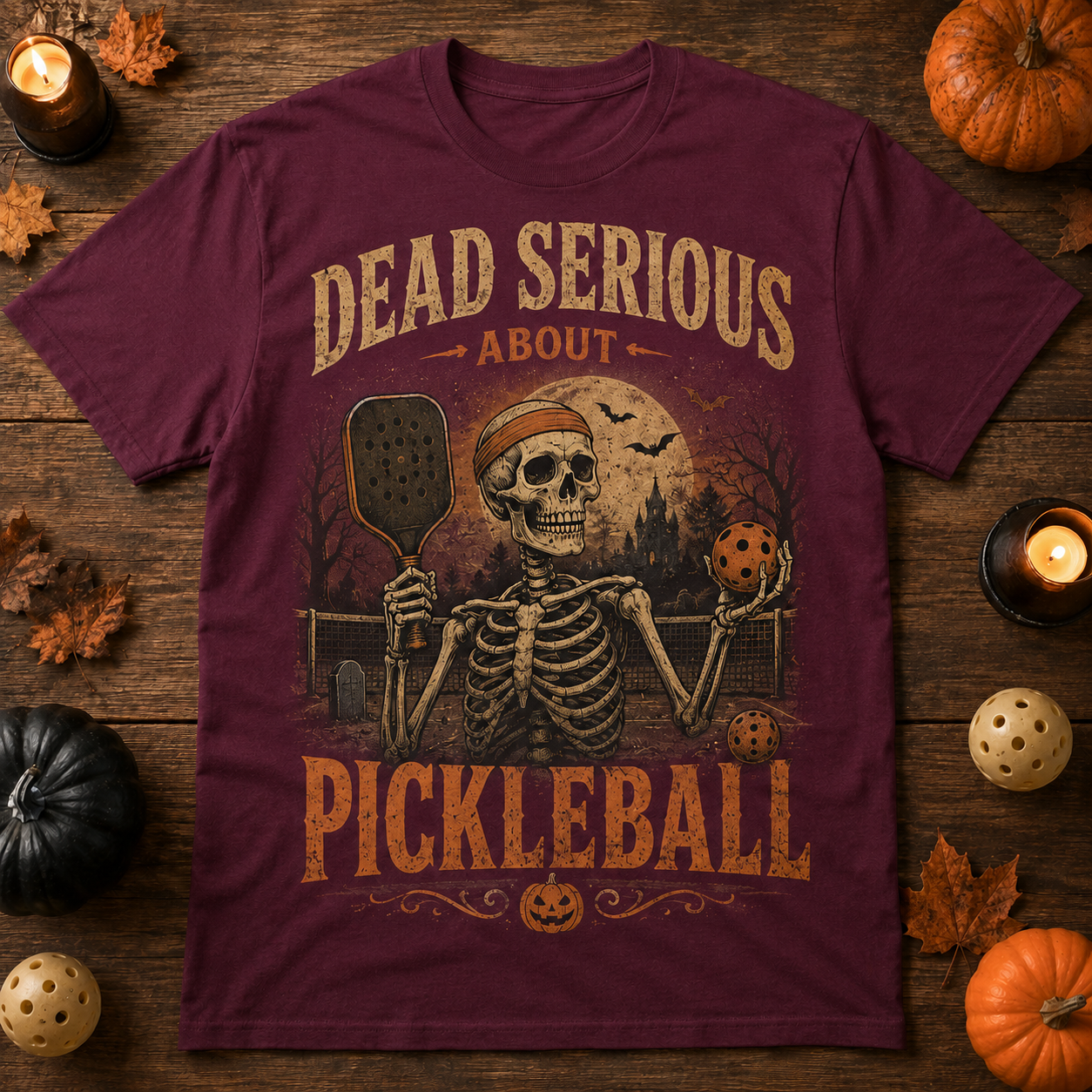 Dead Serious About Pickleball Halloween T-Shirt