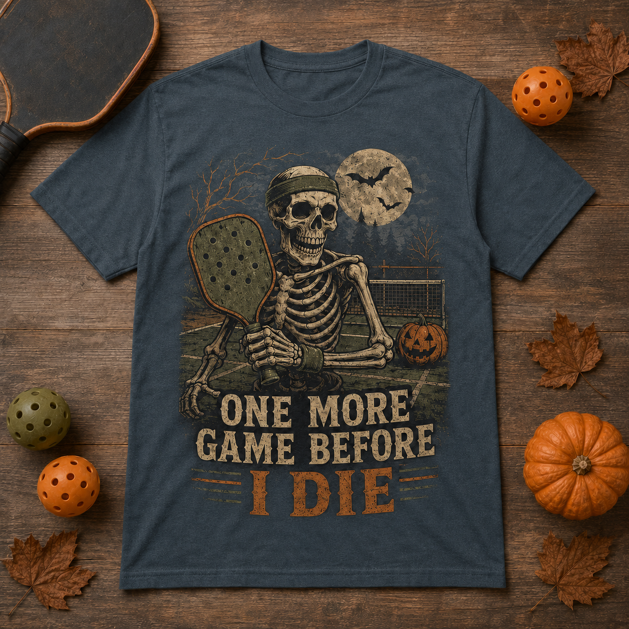 One More Game Before I Die Skeleton Pickleball Halloween T-Shirt