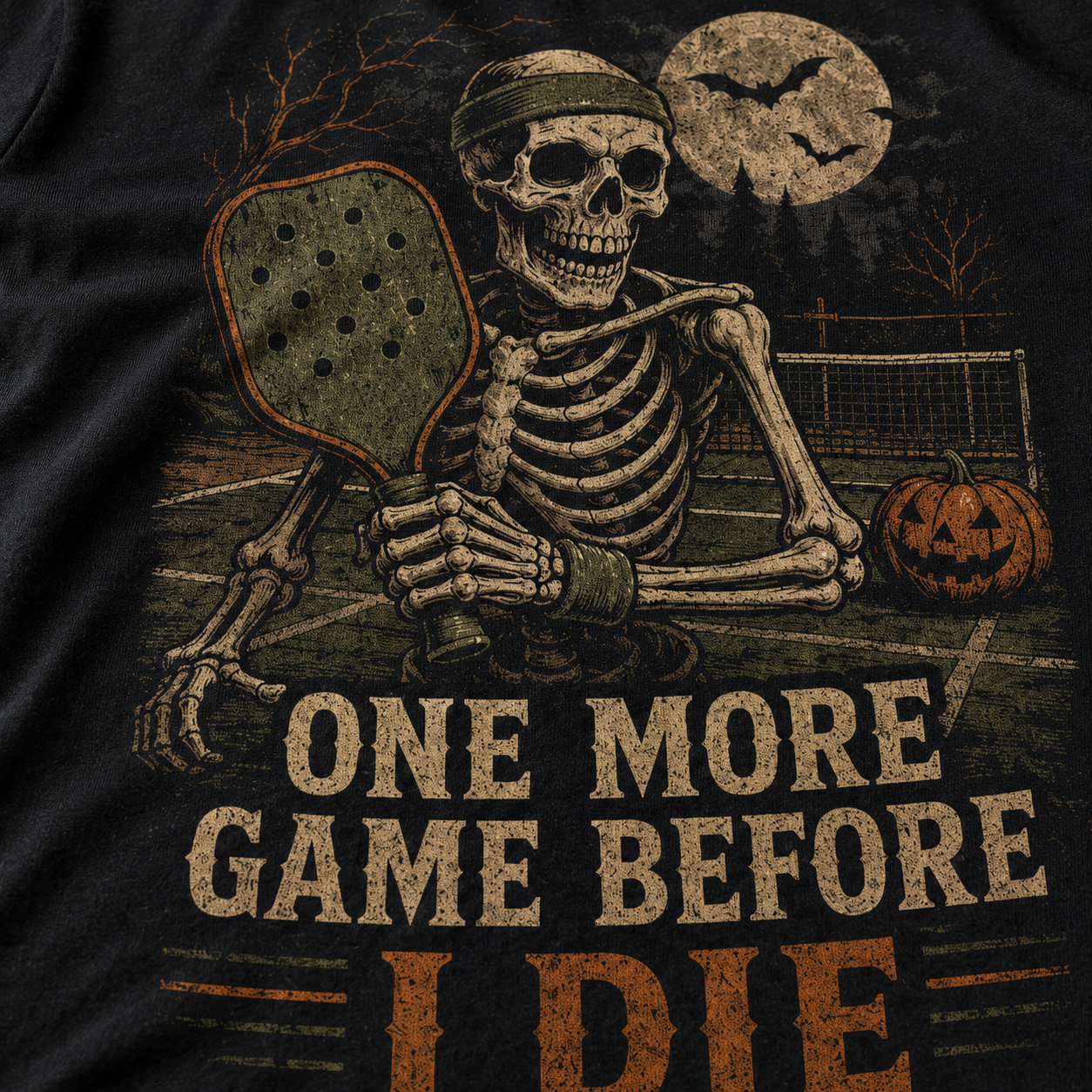 One More Game Before I Die Skeleton Pickleball Halloween T-Shirt
