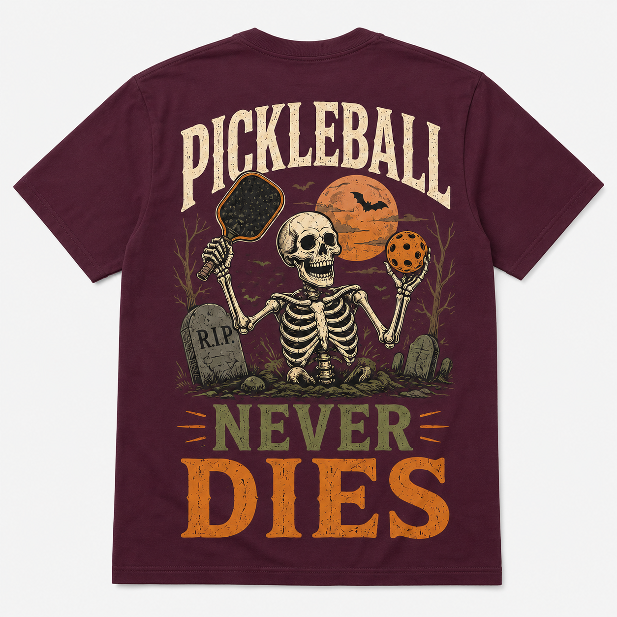 Pickleball Never Dies Skeleton Halloween T-Shirt