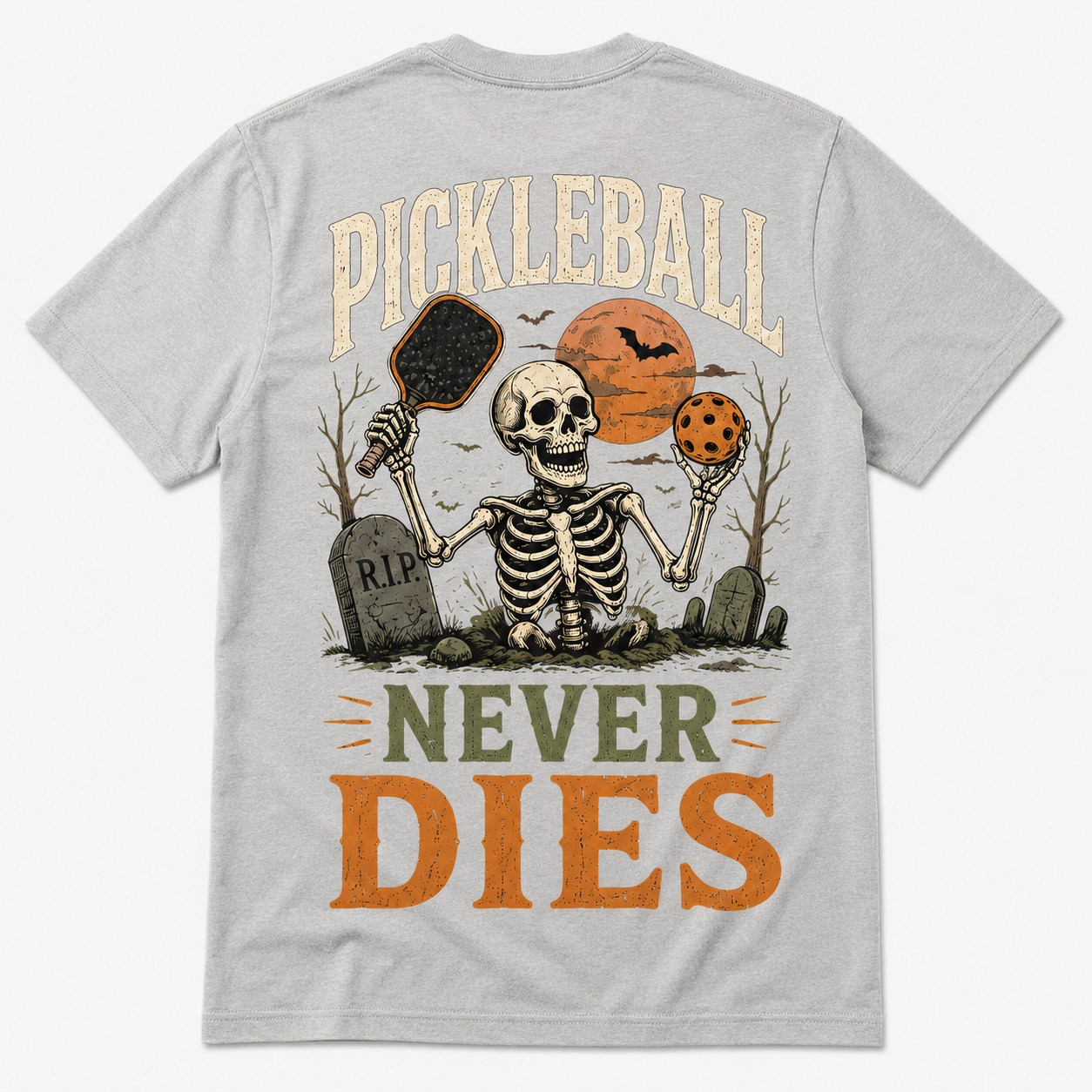 Pickleball Never Dies Skeleton Halloween T-Shirt
