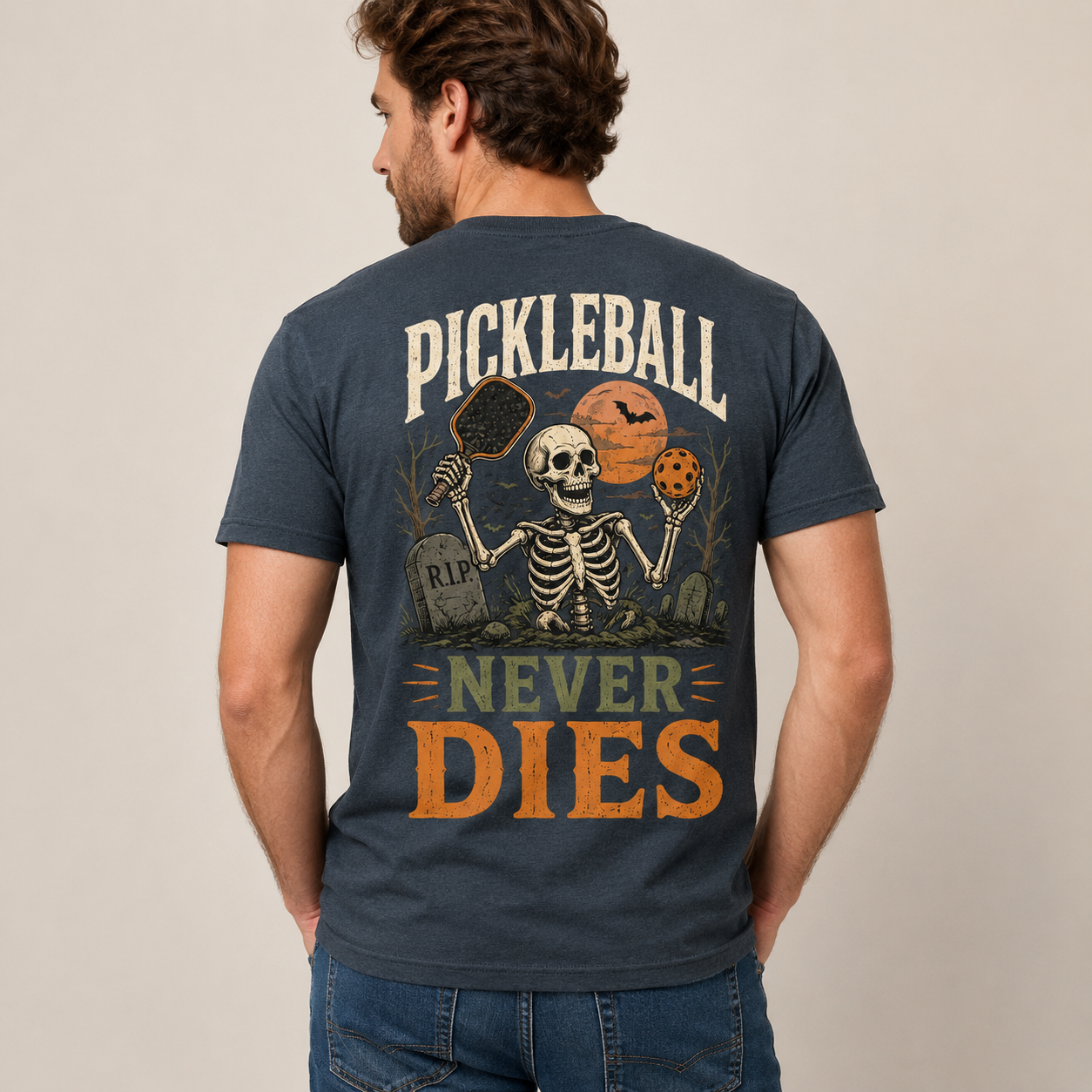 Pickleball Never Dies Skeleton Halloween T-Shirt