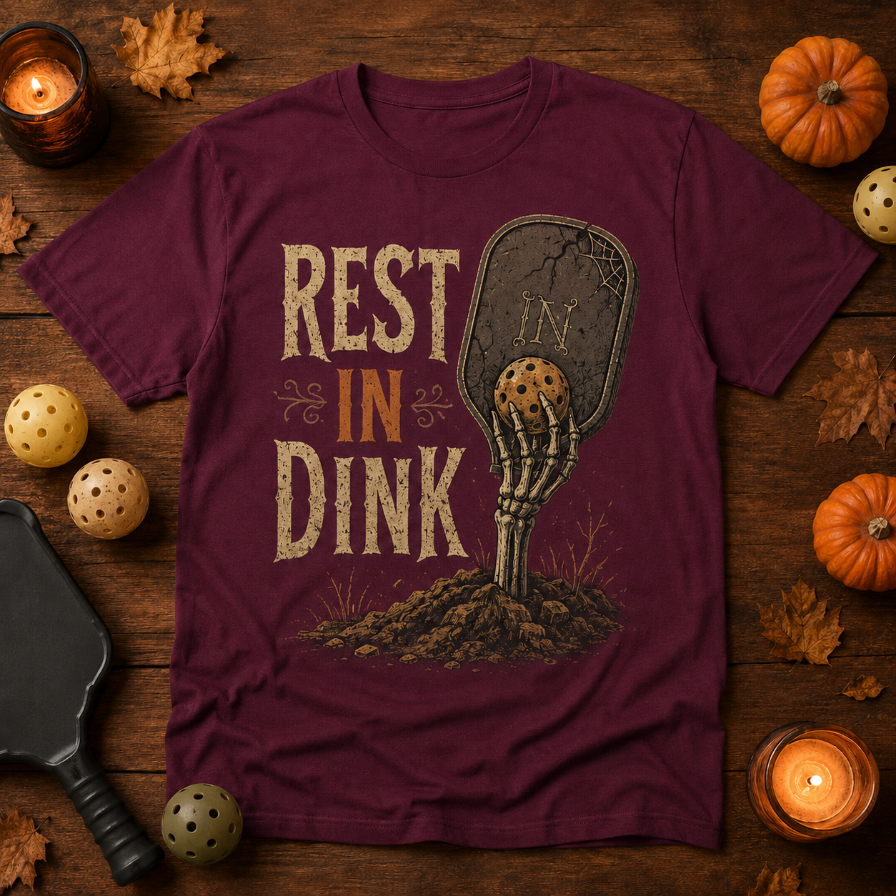 Rest in Dink Funny Halloween Pickleball T-Shirt