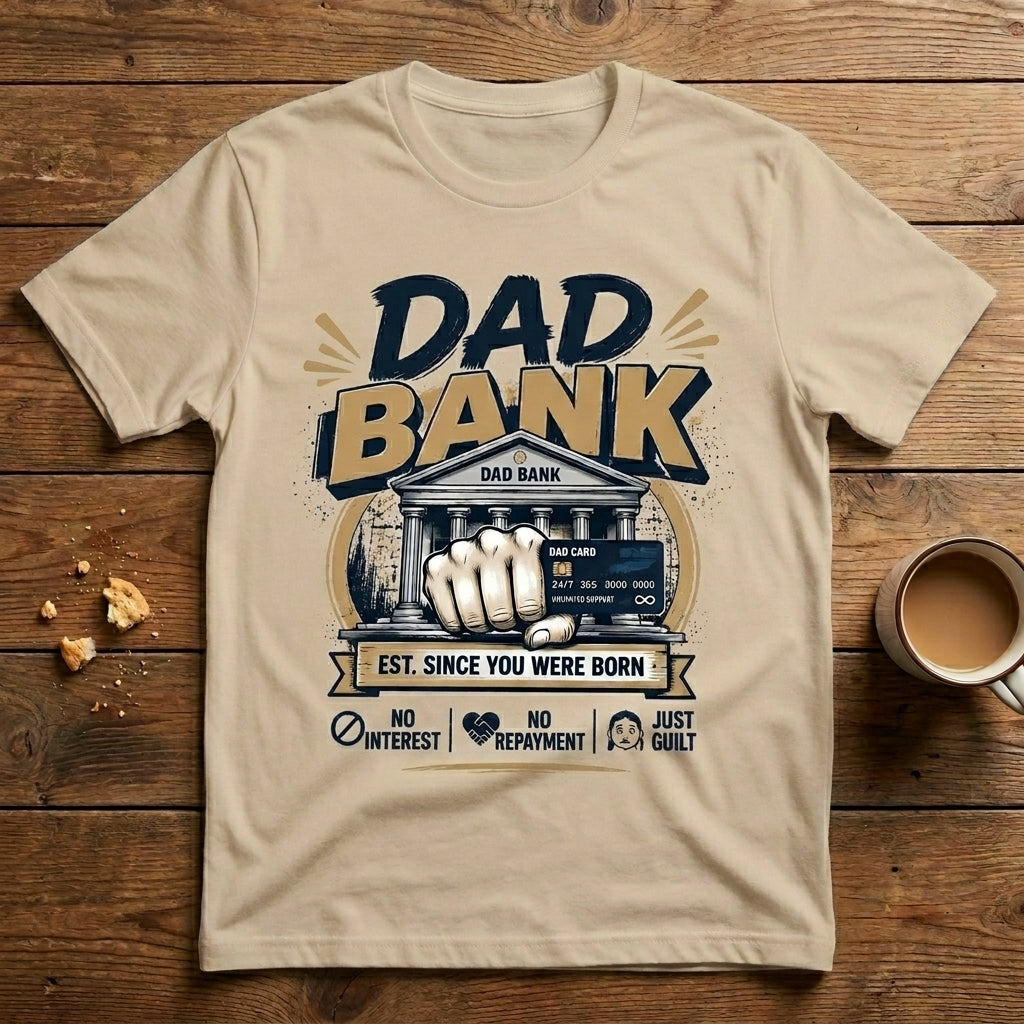 Dad Bank — Est. Since You Were Born. No Interest. No Repayment. Just Guilt.