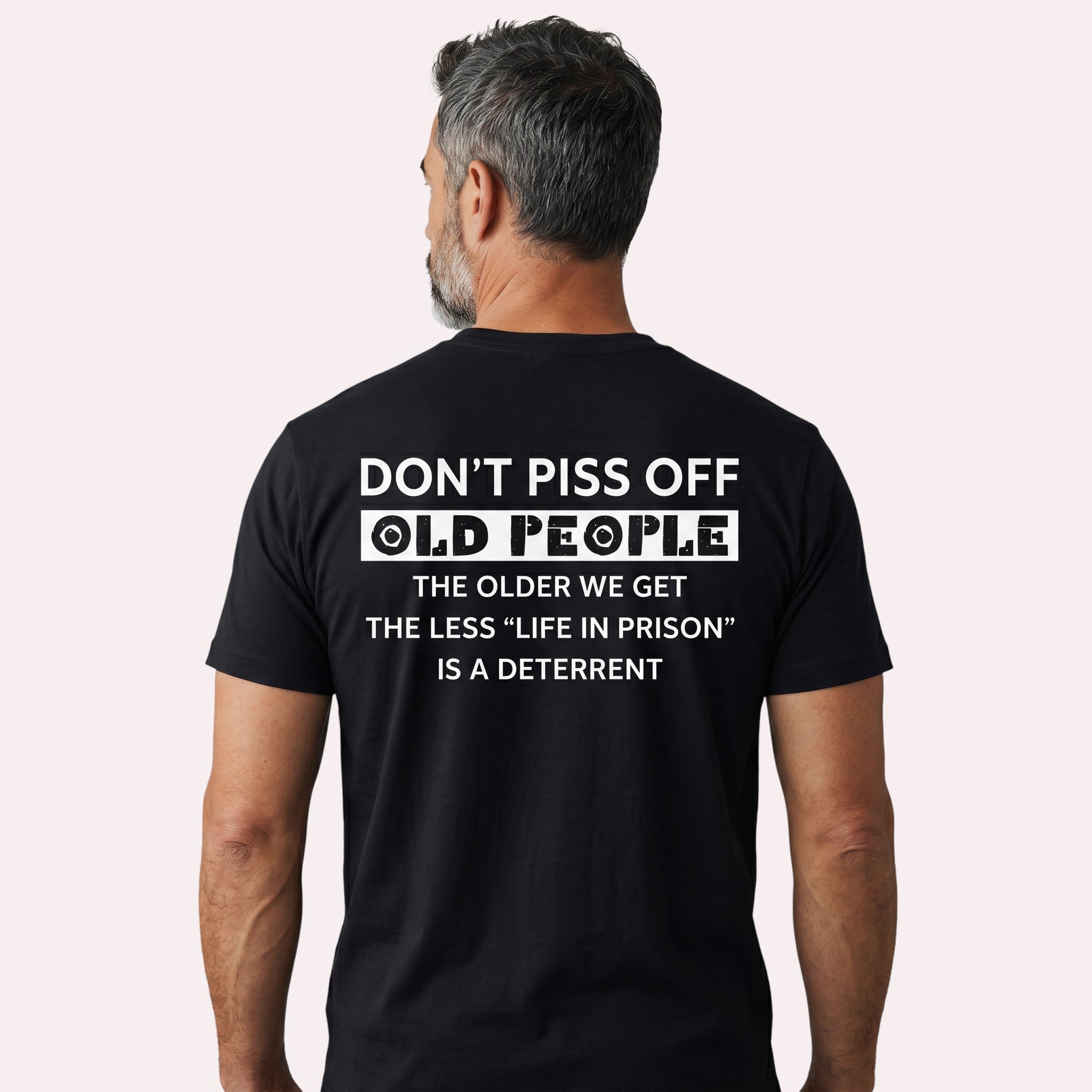 TrendyShift.Com black unisex cotton t-shirt with bold white text on the back featuring a sarcastic humor quote.