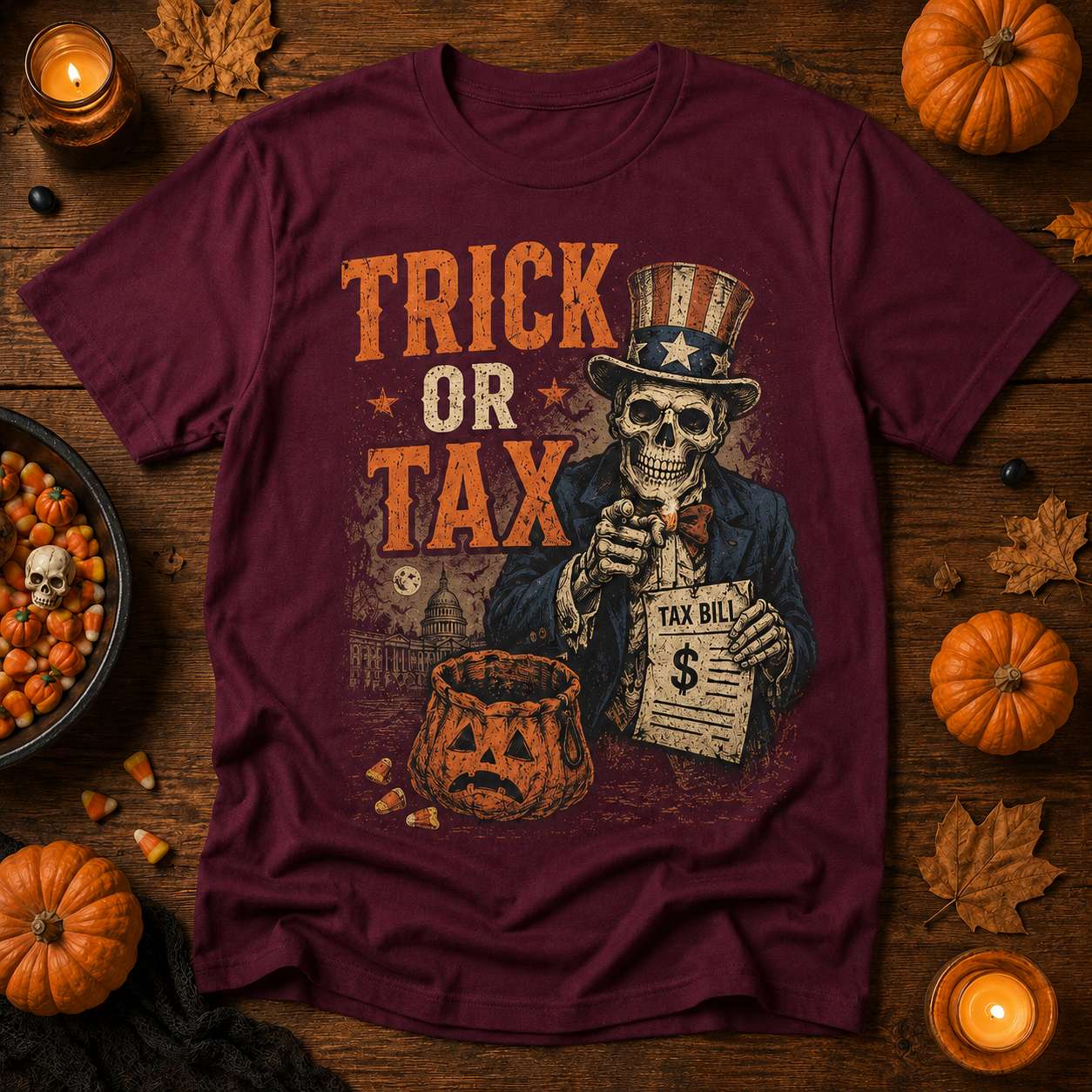 Trick or Tax Funny Political Halloween T-Shirt